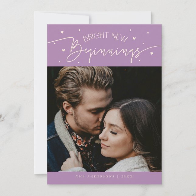 Bright Beginnings New Year Lilac Photo  Holiday Card (Front)