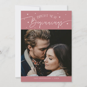 Bright Beginnings New Year Pink Photo Holiday Card