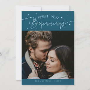 Bright Beginnings New Year Teal Photo Holiday Card
