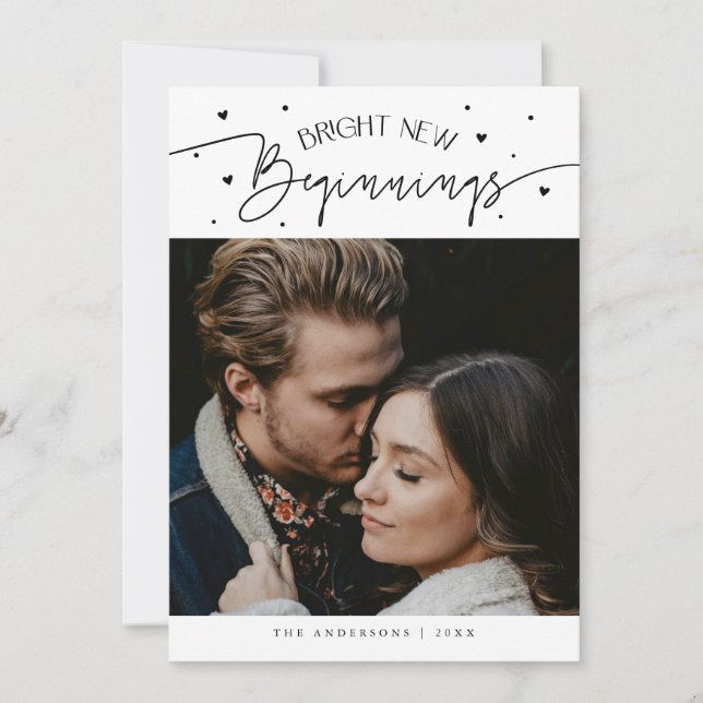 Bright Beginnings New Year White Photo  Holiday Card (Front)