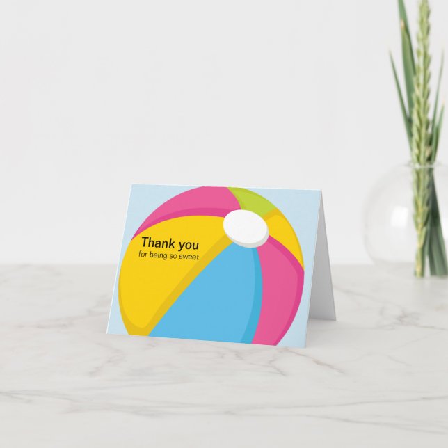 Bright, Big Beach Ball Thank You Card (Front)