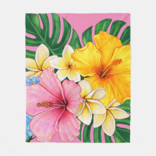 Bright big flowers  fleece blanket