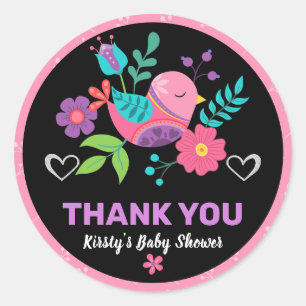 Bright Bird & Floral Mexican Fiesta Baby Shower Classic Round Sticker