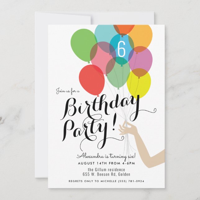 Bright Birthday Balloons Party Invitation (Front)