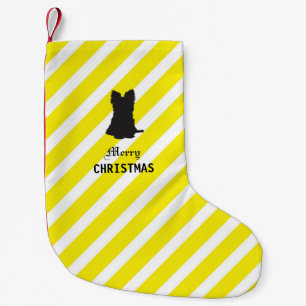 Bright Black and Yellow Yorkshire Terrier Small Christmas Stocking