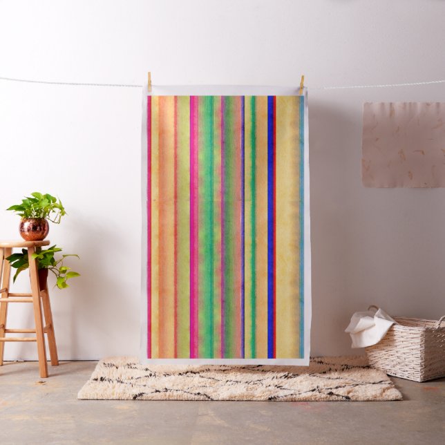 Bright Bleeding Watercolor Stripes fabric (In Situ)