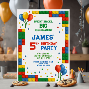 Bright Block Birthday Party Invitation