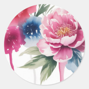 Bright Bloom Blossom Wedding Classic Round Sticker