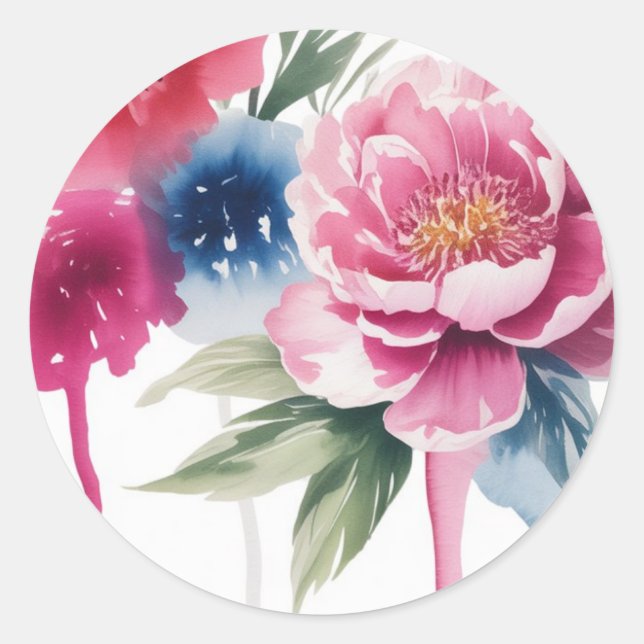 Bright Bloom Blossom Wedding Classic Round Sticker (Front)