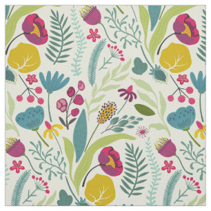 Bright Blooms Abstract Floral Fabric