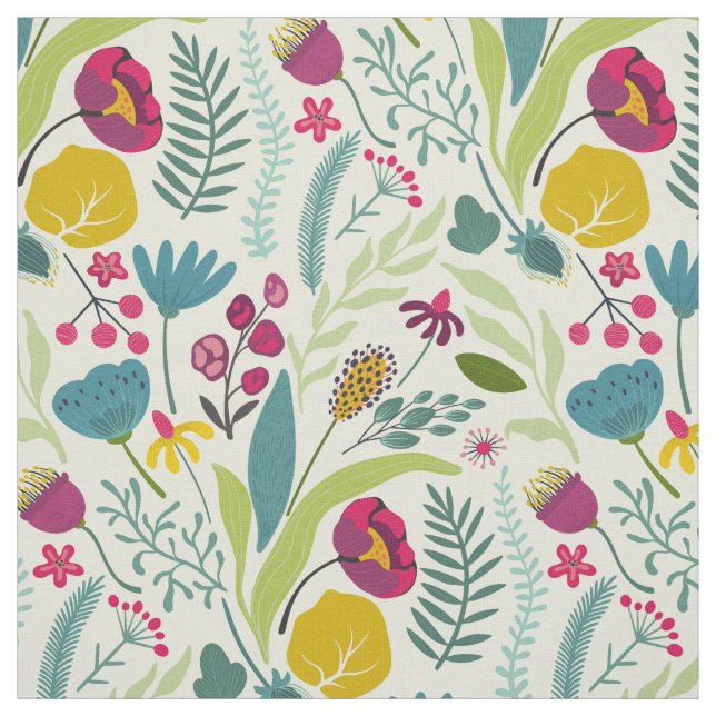Bright Blooms Abstract Floral Fabric (Swatch)