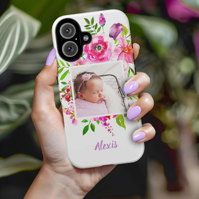Bright Blooms Custom Photo Monogram Case-Mate iPhone Case (Creator Uploaded)
