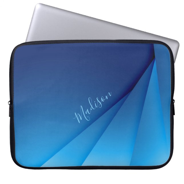 Bright Blue Abstract Background and Customisation Laptop Sleeve (Front)