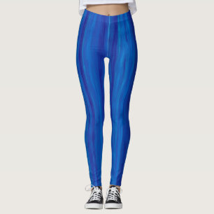 Bright Blue and Dark Blue Stripes Leggings