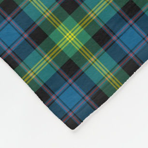 Bright Blue and Green Watson Clan Tartan Fleece Blanket