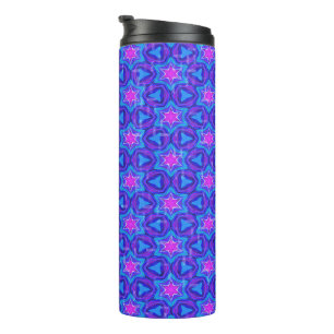 Bright blue and hot pink colourful pattern thermal tumbler