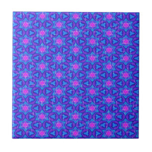 Bright blue and hot pink colourful pattern tile