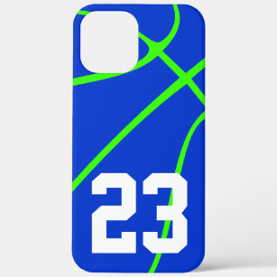 Bright Blue and Neon Green Basketball Phone Case