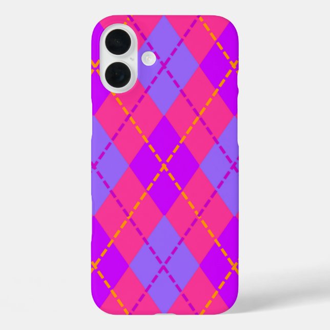 Bright Blue and Pink Argyle Pattern Case-Mate iPhone Case (Back)
