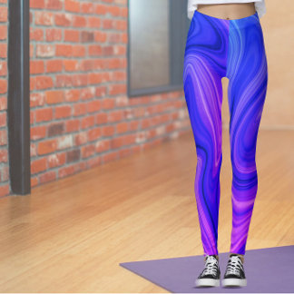 Bright Blue and Purple Liquid Abstract Leggings