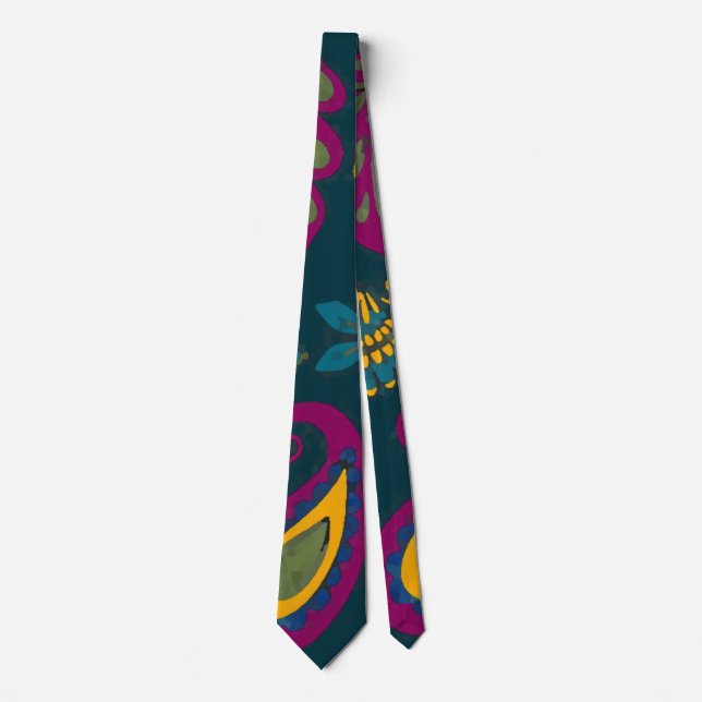 Bright blue and purple paisley tie (Front)