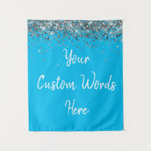 Bright Blue and Silver Birthday Party Photo Booth Tapestry