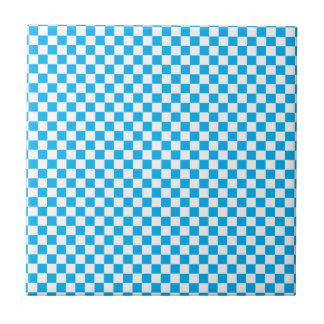Bright Blue and White Chequerboard Tile