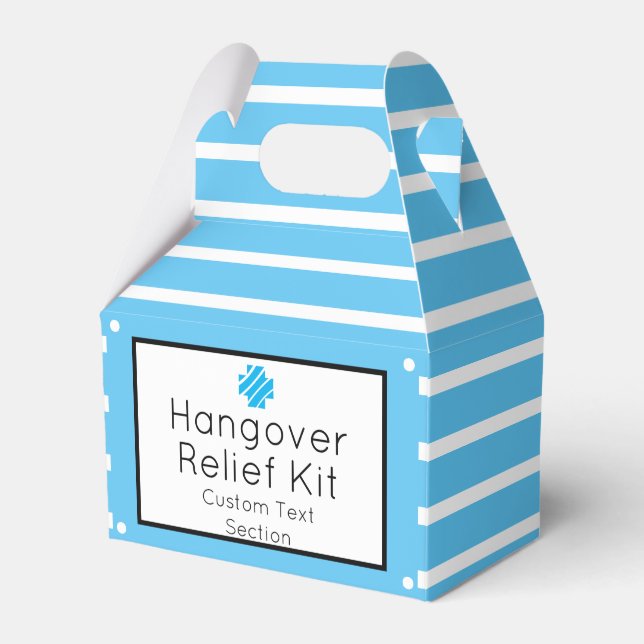 Bright Blue and White Hangover Relief Kit Favour Box (Front Side)