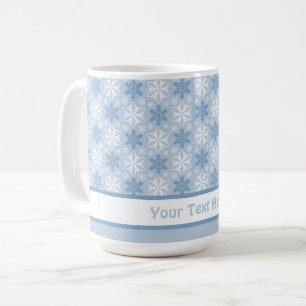 Bright Blue and Winter White Snowflake Pattern Coffee Mug