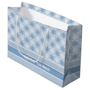 Bright Blue and Winter White Snowflake Pattern Large Gift Bag