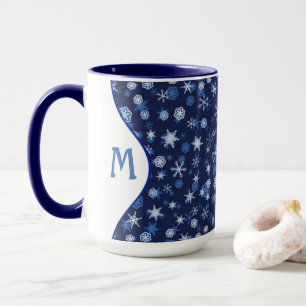 Bright Blue and Winter White Snowflake Pattern Mug