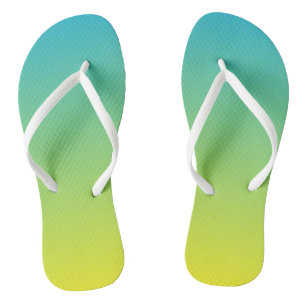 Bright Blue and Yellow Gradient Flip Flops