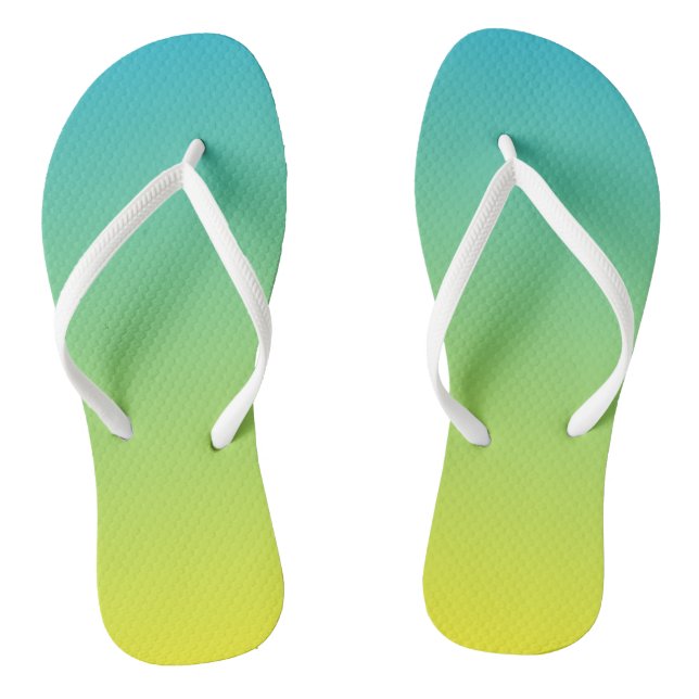Bright Blue and Yellow Gradient Flip Flops (Footbed)