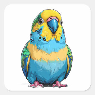 Bright Blue and Yellow Parakeet Square Sticker