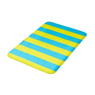 Bright Blue and Yellow Stripes  Bath Mat
