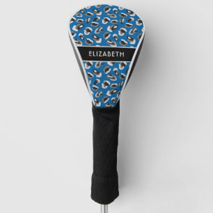 Bright Blue Animal Print Pattern Personalised Golf Head Cover