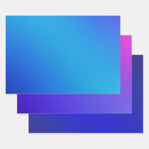 Bright Blue Aqua Ombre Gradient Wrapping Paper Sheet