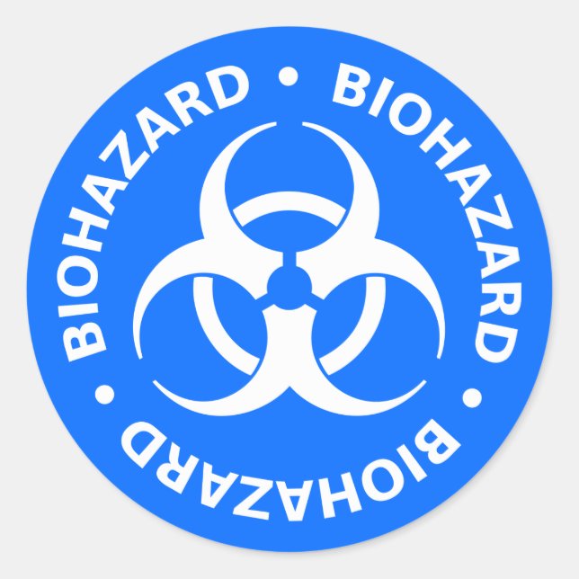 Bright Blue Biohazard Warning Sticker (Front)