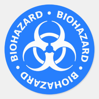 Bright Blue Biohazard Warning Sticker