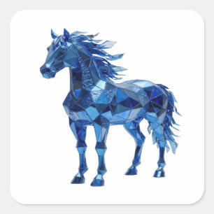 Bright Blue BLUE GLASS HORSE Square Sticker