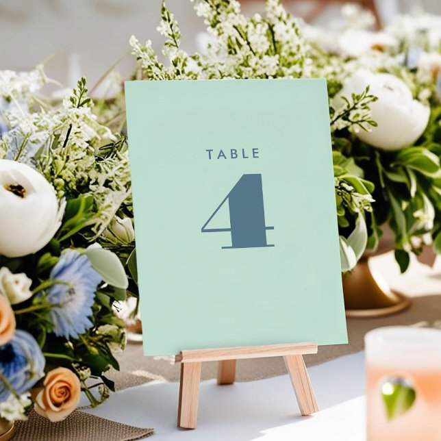 Bright Blue Bold Typography Table Number Card (Bright Blue Bold Typography Wedding Table Number Card)