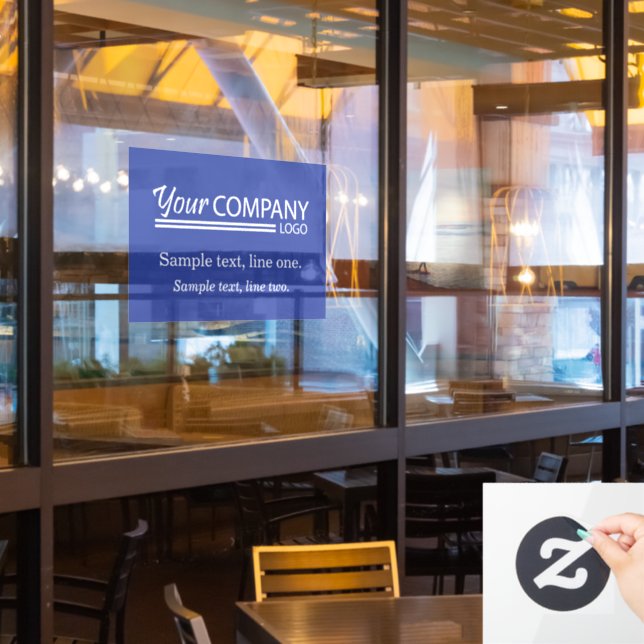 Bright Blue Business Logo Sign Display w/ Tagline (Restaurant Window)