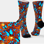 Bright Blue Butterflies on Golden Light Swirls Socks<br><div class="desc">Bright Blue Butterflies on Golden Light Swirls Socks - -  Images are mirrored for symmetry when being worn - - see more great sock designs in my store.</div>