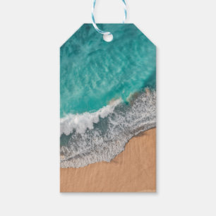 Bright Blue Calm Ocean Shore Wood Wall Art iPad Ai Gift Tags