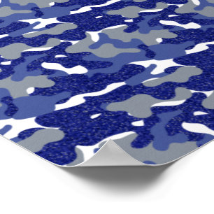 Bright Blue Camouflage Sparkle Camo Army Soldier Poster