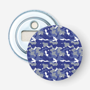 Bright Blue Camouflage Sparkle Camo Lovers Army Bottle Opener