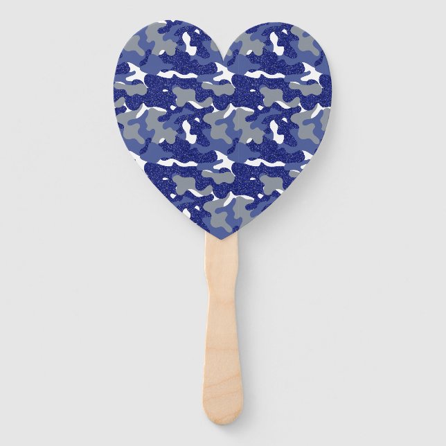 Bright Blue Camouflage Sparkle Camo Lovers Hand Fan (Front)