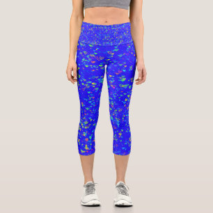 Bright Blue Capris with Colourful Hearts