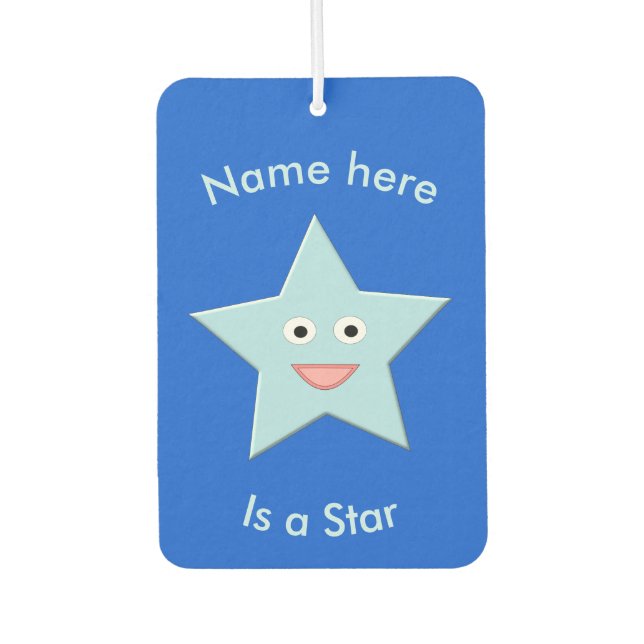 Bright Blue Celebration Star Custom Air Freshener (Front)