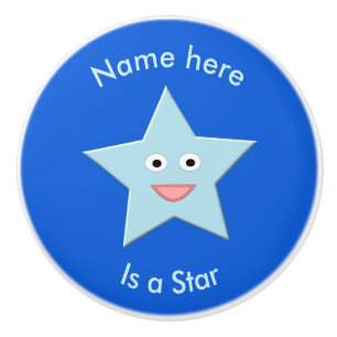 Bright Blue Celebration Star Custom Ceramic Knob